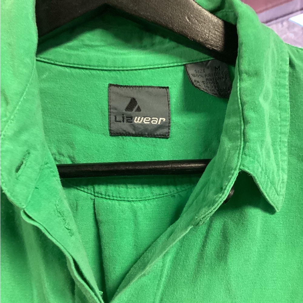 Vibrant Green Button Down Shirt - Picture 2 of 4